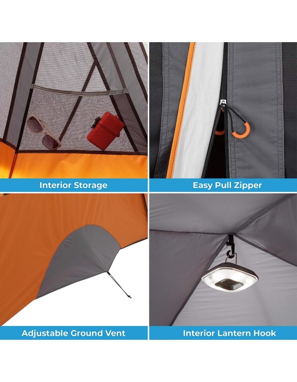 CORE Tents for Family Camping, Hiking and Backpacking | 4 Person / 6 Person / 9 Person / 11 Person Dome Camp Tents with Included Tent Gear Loft for Outdoor Accessories