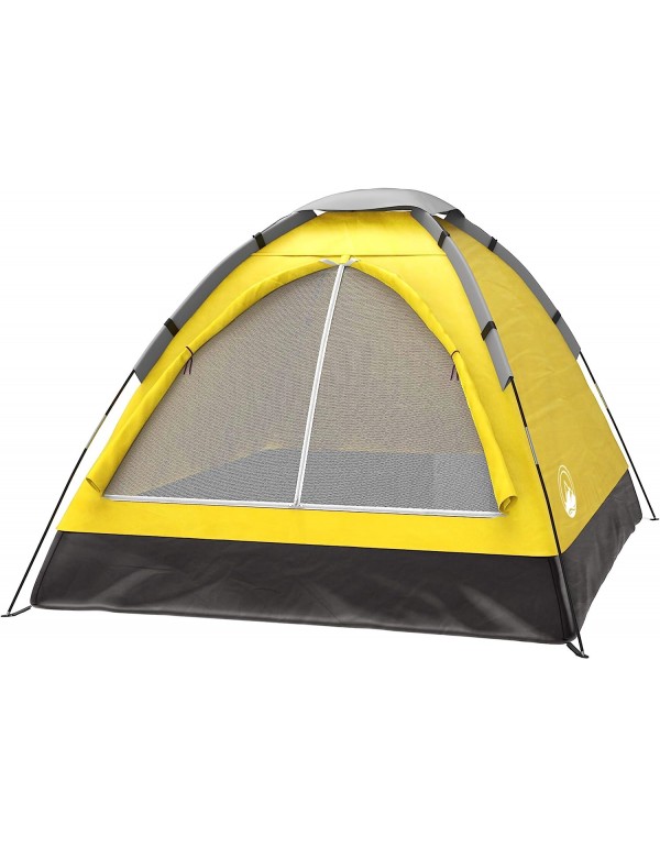 2-Person Dome Tent – Easy Set Up Shelter with Rain Fly and Carrying Bag for Camping, Beach, Hiking, and Festivals by Wakeman Outdoors (Yellow)