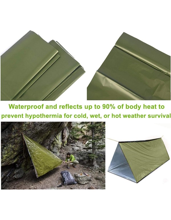 Emergency Survival Shelter Tent, 59 X 98.4inch Waterproof 2-Person Mylar Thermal Shelter for Hiking Camping