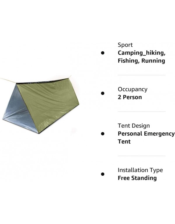 Emergency Survival Shelter Tent, 59 X 98.4inch Waterproof 2-Person Mylar Thermal Shelter for Hiking Camping