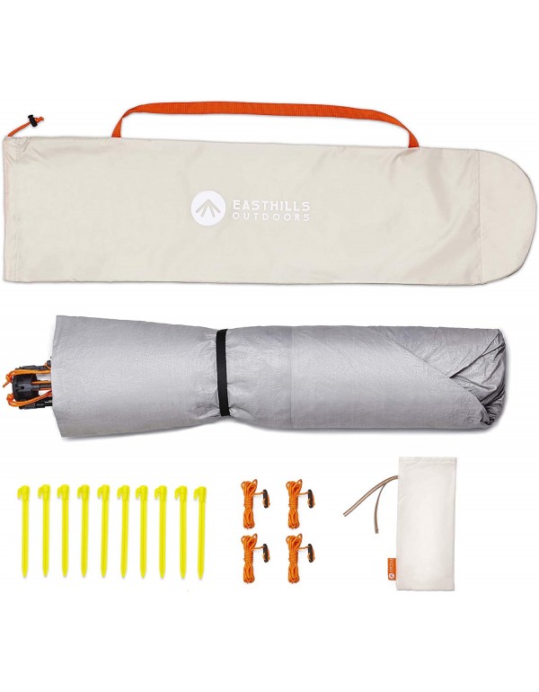 Deluxe XL Beach Tent Easy Up 99" Wide for 4-6 Person Sun Shelter - Extended Zippered Porch Included Beige