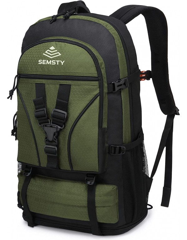 SEMSTY Hiking Backpack, 40L+10L Expandable Travel Backpack Flight Approved, Camping, Travel Backpack For Men and Women