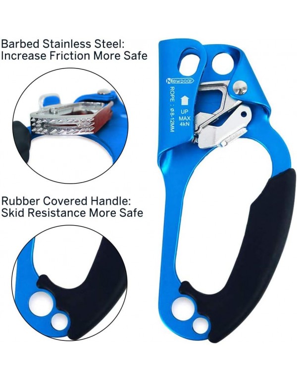 NewDoar UIAA & CE Certified Hand Ascender Rock Climbing Tree Arborist Rappelling Gear Equipment Rope Clamp for 8~12MM Rope