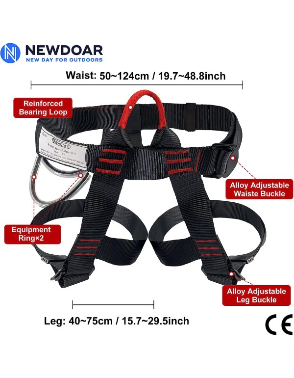 NewDoar Climbing Harness, Mountaineering Rock Climbing Harness, Half Body Harness for Rappelling Fire Rescuing Tree Climbing