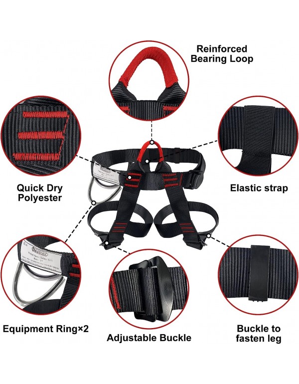 NewDoar Climbing Harness, Mountaineering Rock Climbing Harness, Half Body Harness for Rappelling Fire Rescuing Tree Climbing
