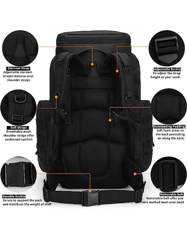 outdoor plus Extra Large Backpack For Men, Oversized Rucksack Backpack, 60l 70l85l Waterproof Military Hiking Backpack