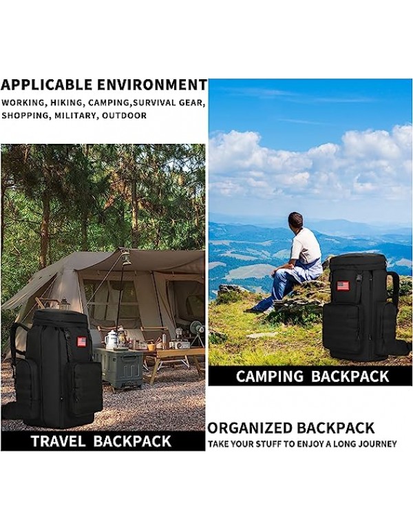 outdoor plus Extra Large Backpack For Men, Oversized Rucksack Backpack, 60l 70l85l Waterproof Military Hiking Backpack