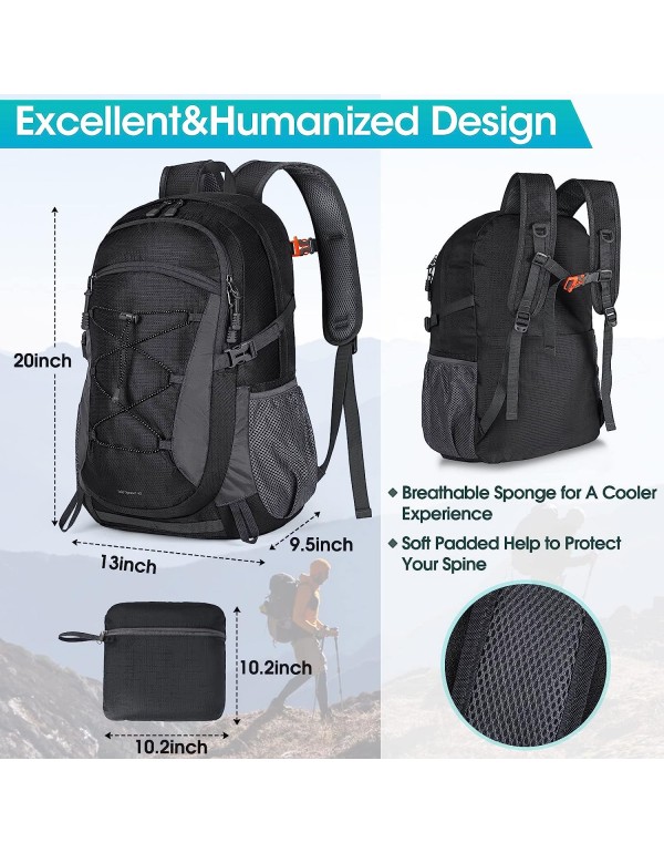 RAINSMORE Hiking Backpack 40L Waterproof Camping Backpack Lightweight Packable Backpack for Women Men Outdoor Travel Daypack