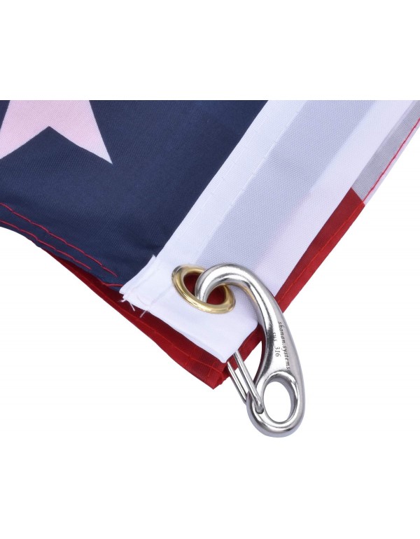 SHONAN 1.93 Inch Carabiner Clips, 4 Pack Flag Pole Clips, Stainless Steel 316 Marine Clips for Ropes, Clip Hooks for Keychain, Dog Leashes, and Hiking