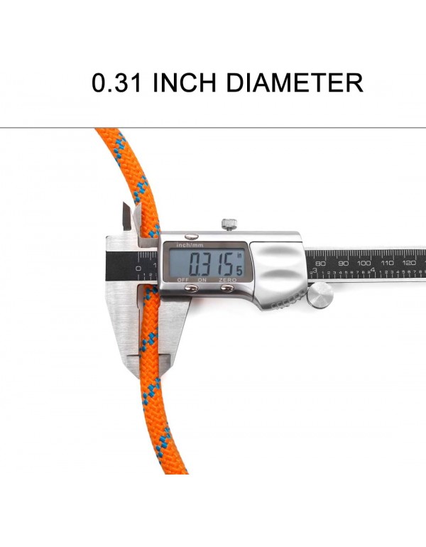 NewDoar CE UIAA Certified 8mm (5/16in) Accessory Cord Rope 21KN Double Braid Pre Cut for Outdoor Survival, Mountaineering, Prusik,Hauling Dragginge(Orange 8mm,50FT)